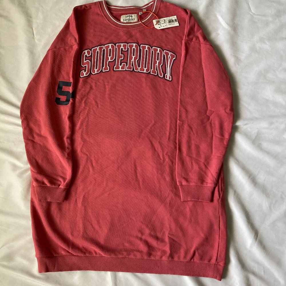 New with Tag Superdry Women Knit Sweater Crew Neck Dress 12 -USA, 16 or XL -UK,
